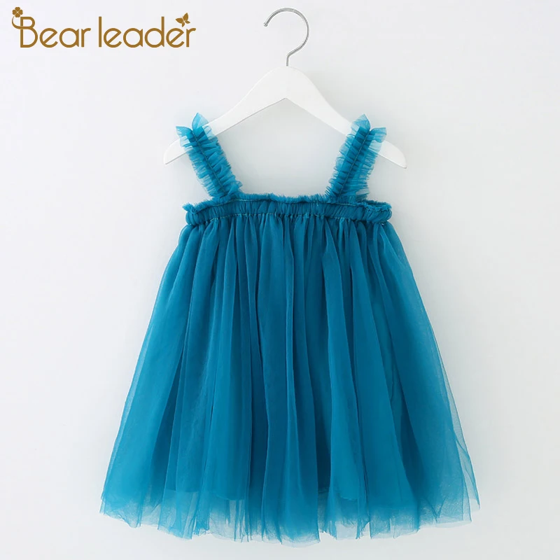 Bear Leader Girls Dress 2022 Summer Mesh Sling Clothes Solid Princess Toddler Tutu Dresses Baby Girl | Детская одежда и обувь
