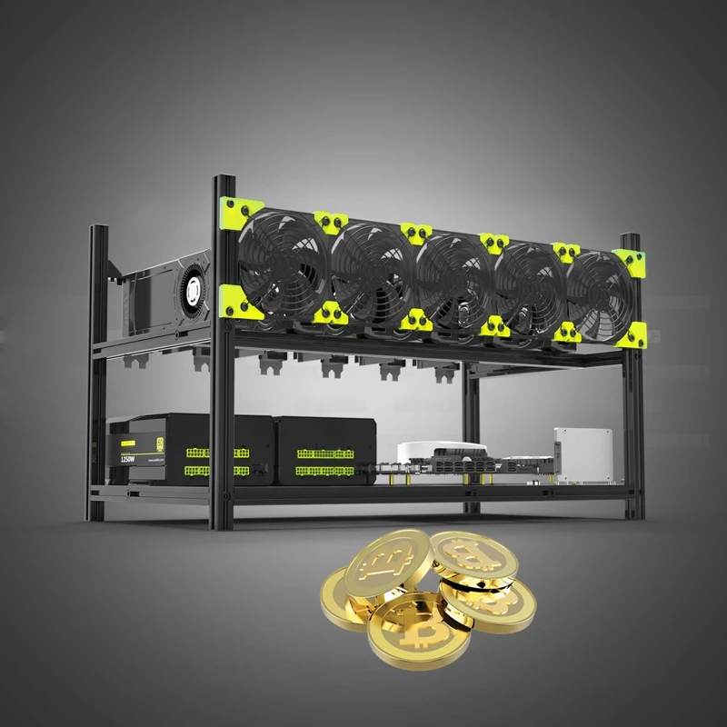 Серверная стойка 6 GPU горная Установка чехол открытая алюминиевая Шахтерская рама воздушная стойка для ETH/и т. д. ZCash компьютерное шасси в разобранном виде Штабелируемый E