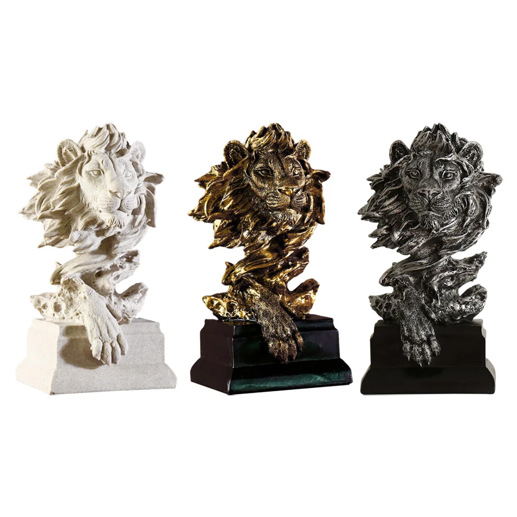 

Resin Lion Statue Sculpture Ornament Collectible Figurine Craft Furnishing for Home Decoration Office Desk Cabinet Arrangement