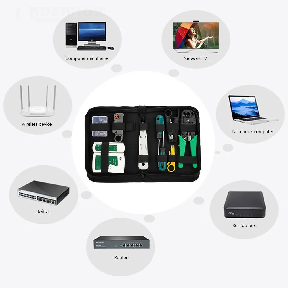 

12pcs Computer Network Repair Tool Kit Cable Crimper Tester Pliers Screwdriver Strong Handle in Line with Anthropological Design