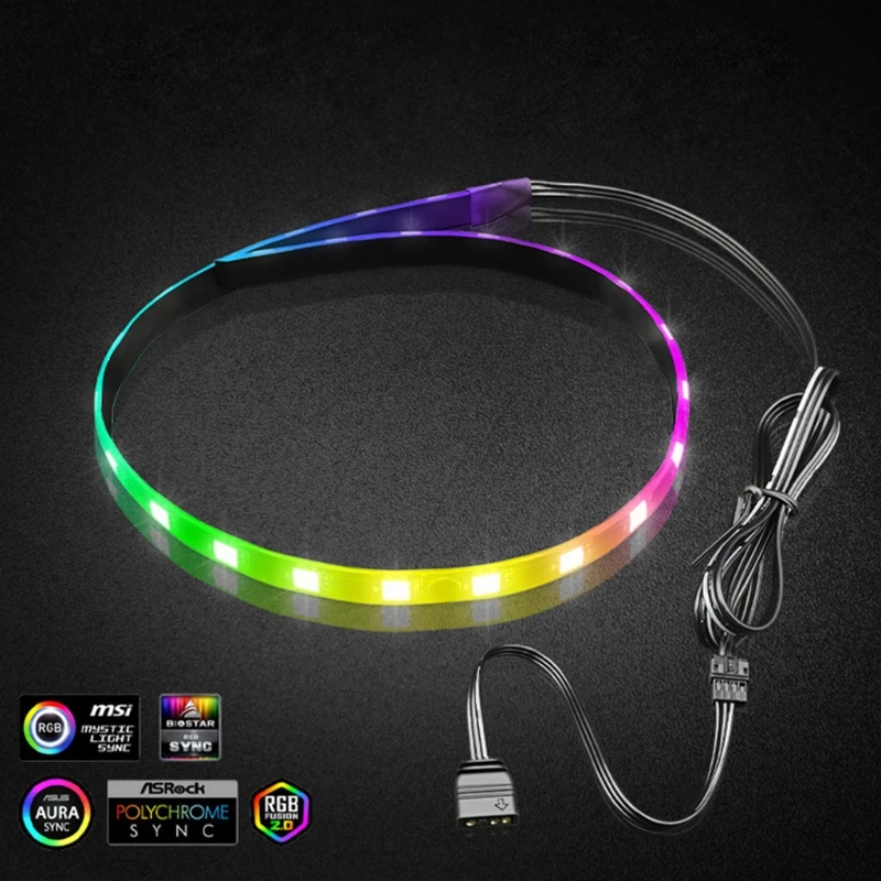 

Coolmoon PC RGB LED Strip Light for Motherboard with 4 Pin RGB /5V ARGB Header Computer Case DIY Lighting 1.3ft