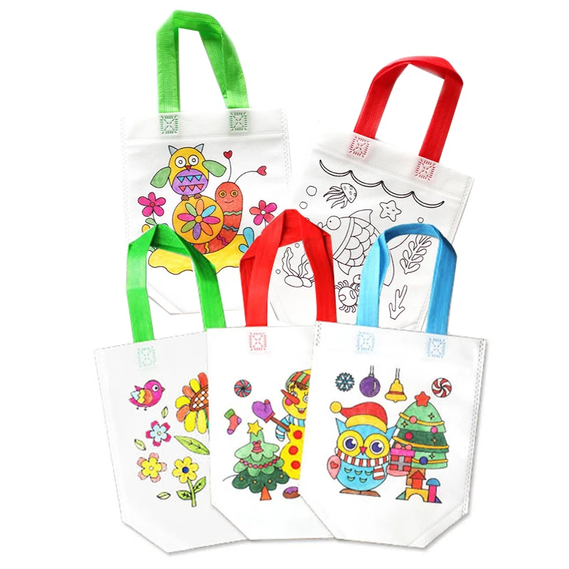 5pcs Random Color 10/5 шт.-антистресс Пазлы обучающие игрушки для детей сделай-сам Экологичность граффити сумка для детского сада; ручная роспись материалы GYH - Цвет: 5pcs Random Color