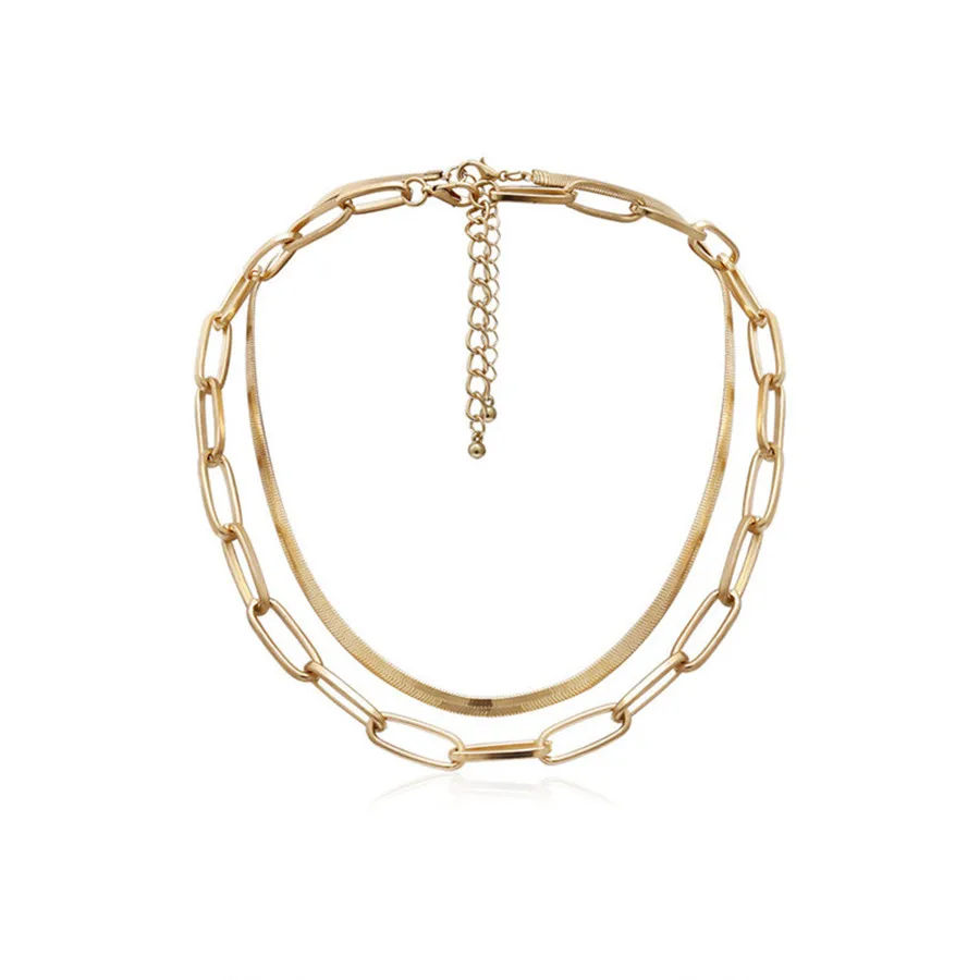 

2021 New Women Sexy Snake Bone Short Thick Chain Chain Necklace Combo Female Collarbone Chain Cold Wind Choker Chain Necklace
