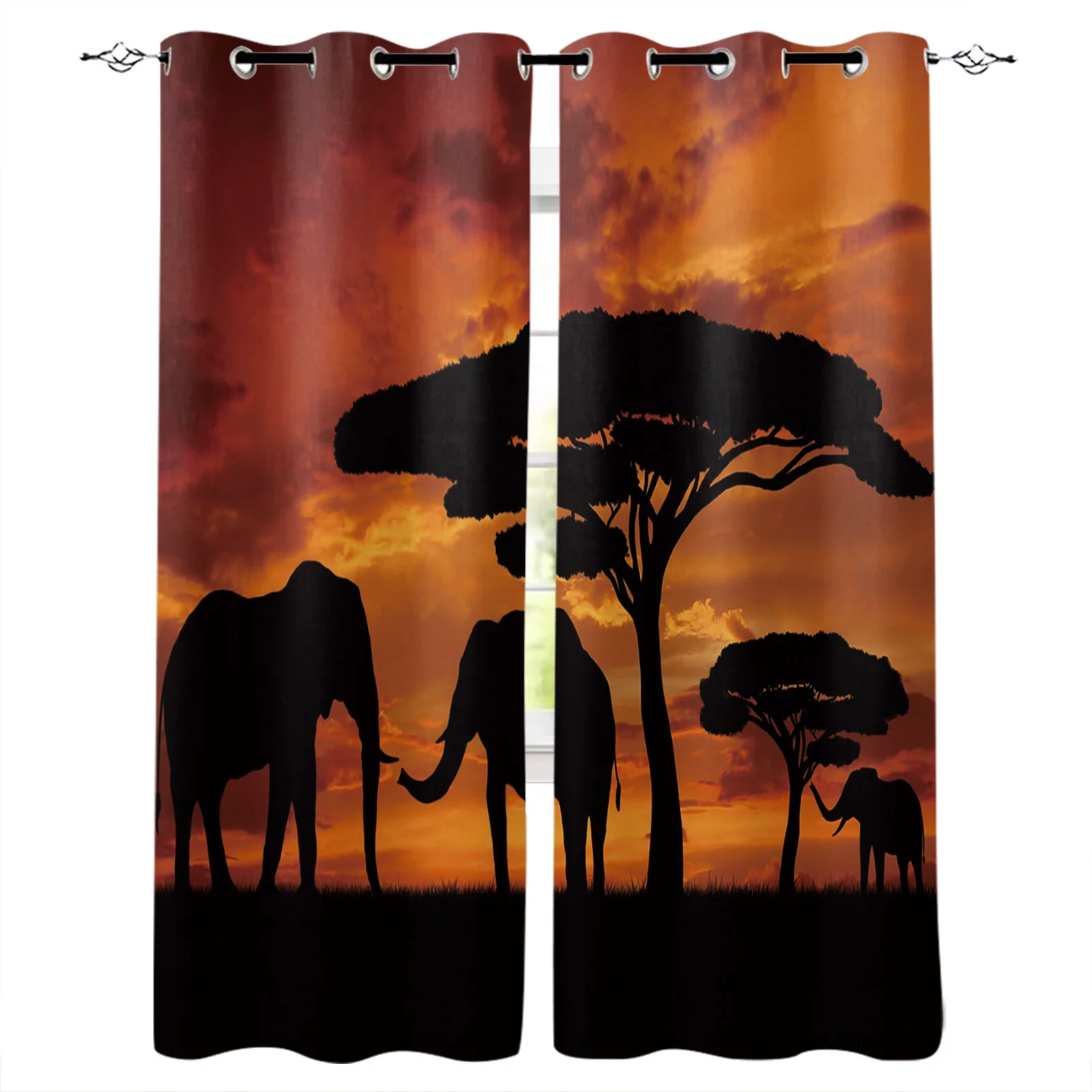 

Africa Indian Elephant Curtain for Living Room Kids Room Decoration Bedroom Curtain Window Treatment Drapes