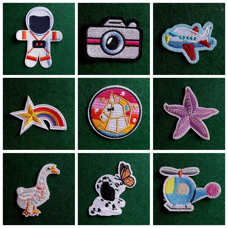 

2pcs Cartoon Patch Iron On Patches For Clothes Cute Patches Stripe Badge Stickers Embroidery Sew On Clothes Applique Decor Diy