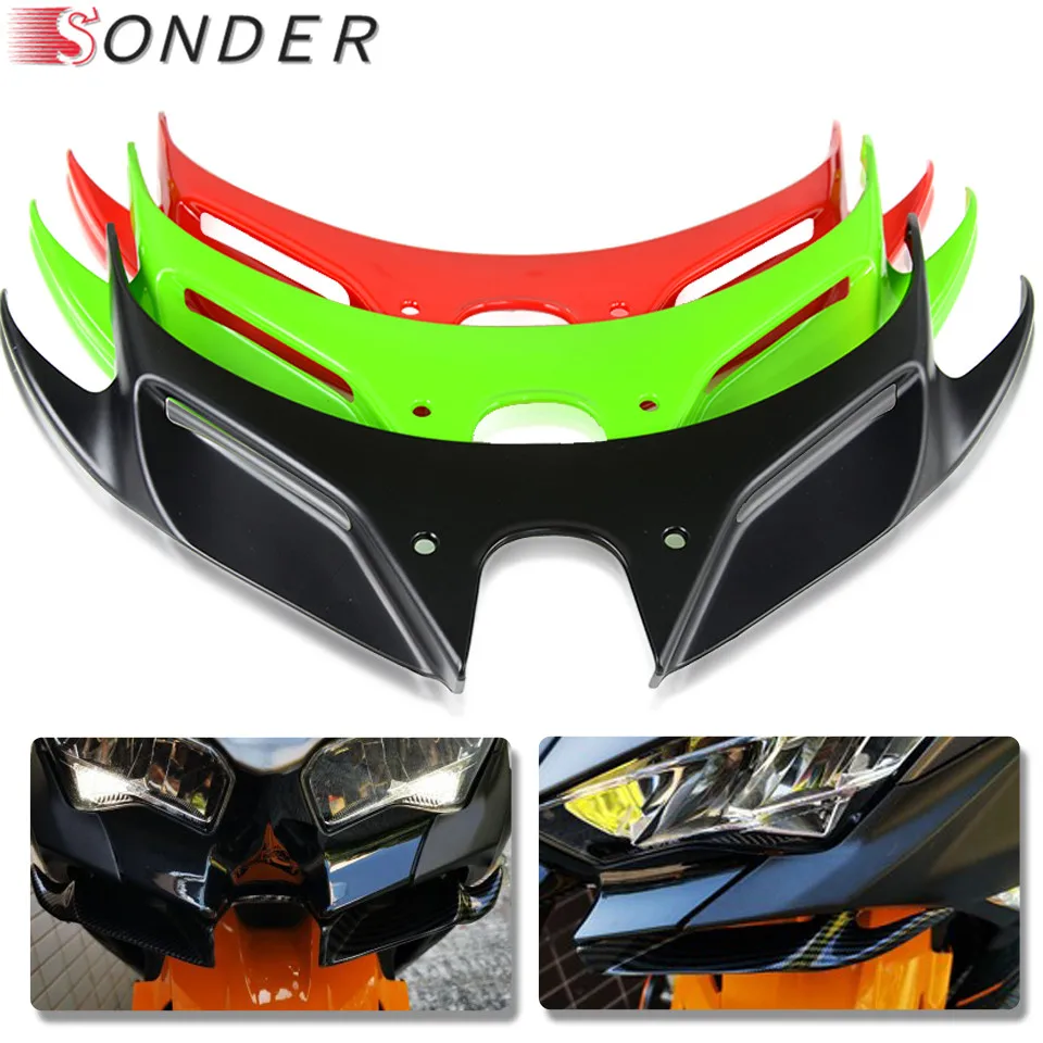 Motorcycle Carbon Front Fairing Pneumatic Winglets Tip Wing Protector Shell ABS Plastic Cover For Kawasaki Ninja 400 2018 2019 | Автомобили