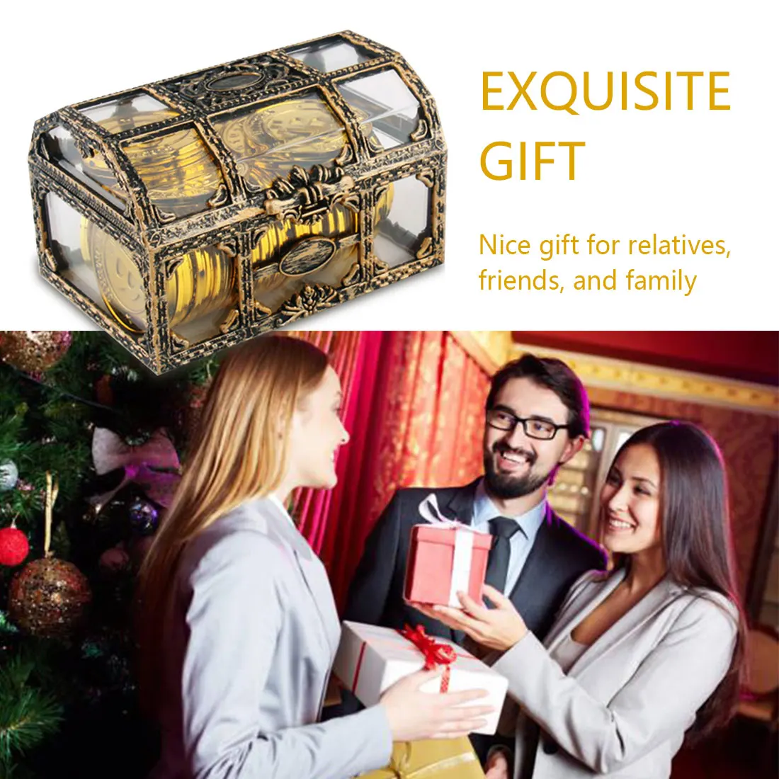 

Retro crystal gem jewelry box storage storage box plastic transparent pirate treasure box storage box jewelry small jewelry box