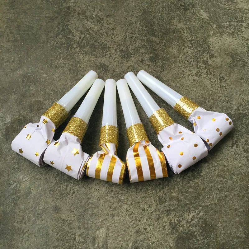 

Free Shipping 120pcs Gold Novelty Blowouts Noise Makers Blowers Colorful Party Toys For Wedding/Party/Event/Festival/Birthday
