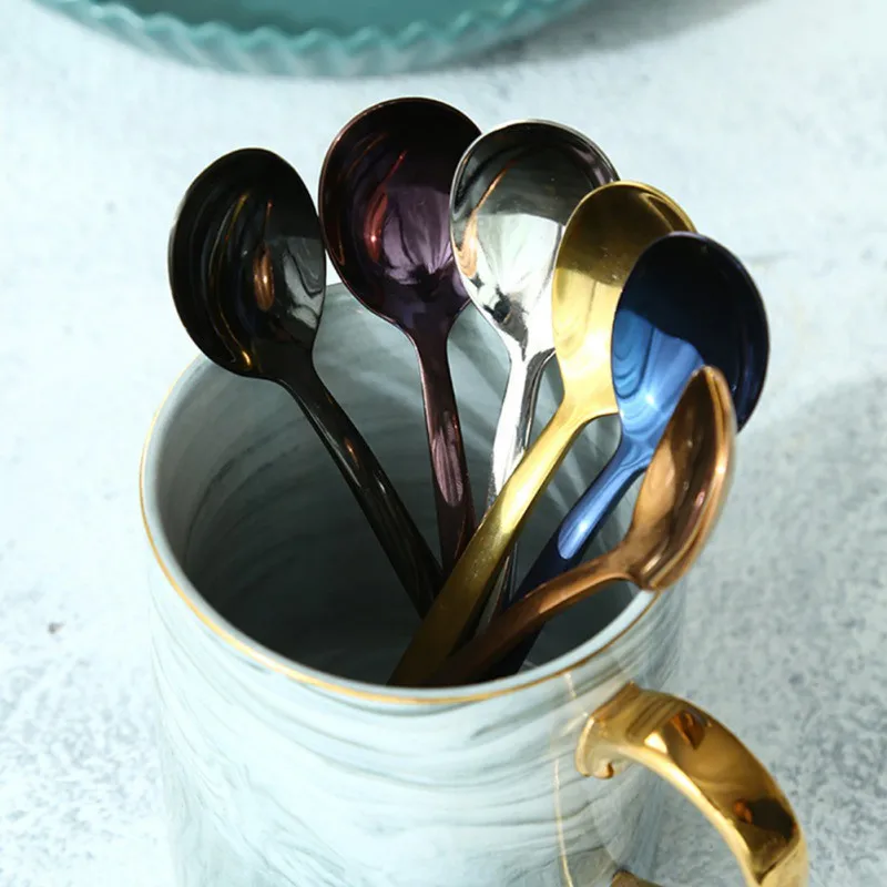 Чайные ложки 304 посуда из нержавеющей стали столовые приборы Уникальная Золотая