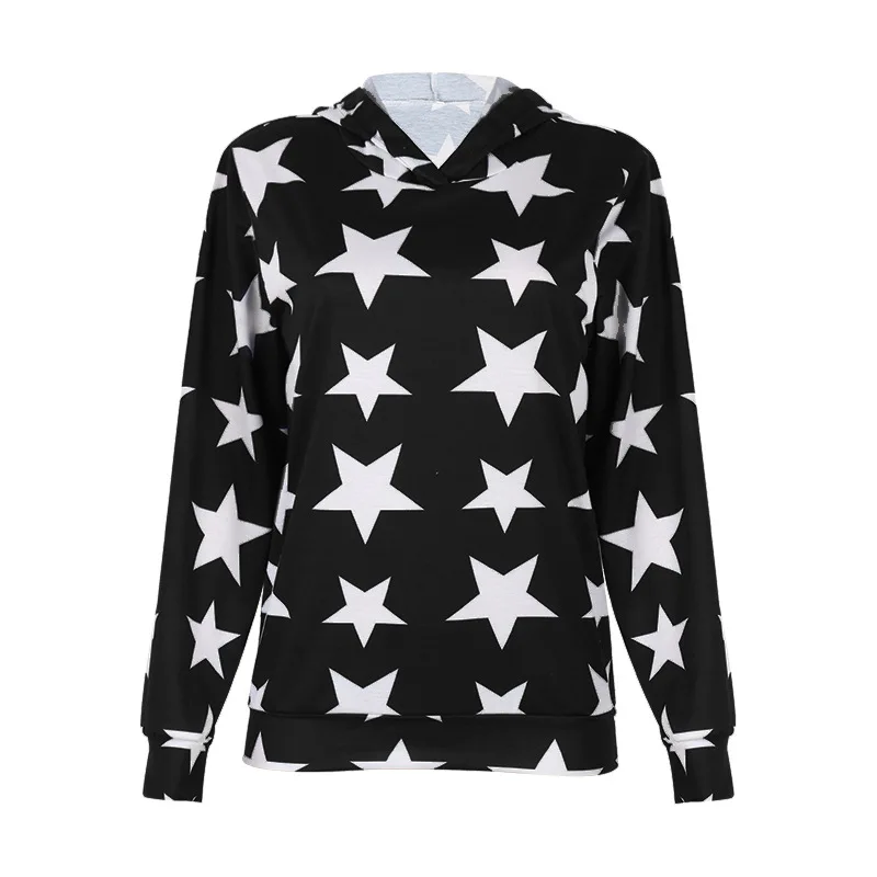 

Women Hoodies New Pentagram Print Hoodie with Long Sleeves Oversized Sweatshirt