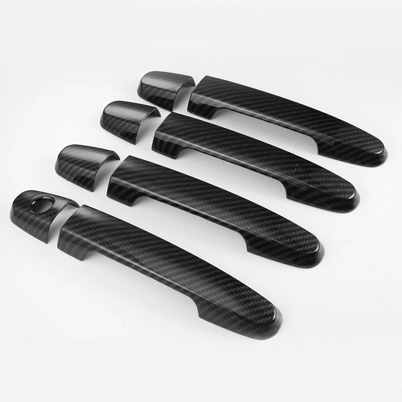 8 шт. Автомобильная накладка на внешнюю дверную ручку из углеродного волокна для