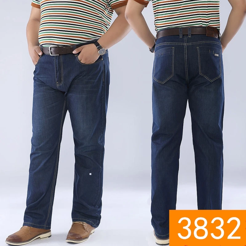 

48 50 52 Men's Oversized Business Jeans 2021 Spring New Casual Loose Straight Large Size Denim Trousers Male Fashion Brand Pants
