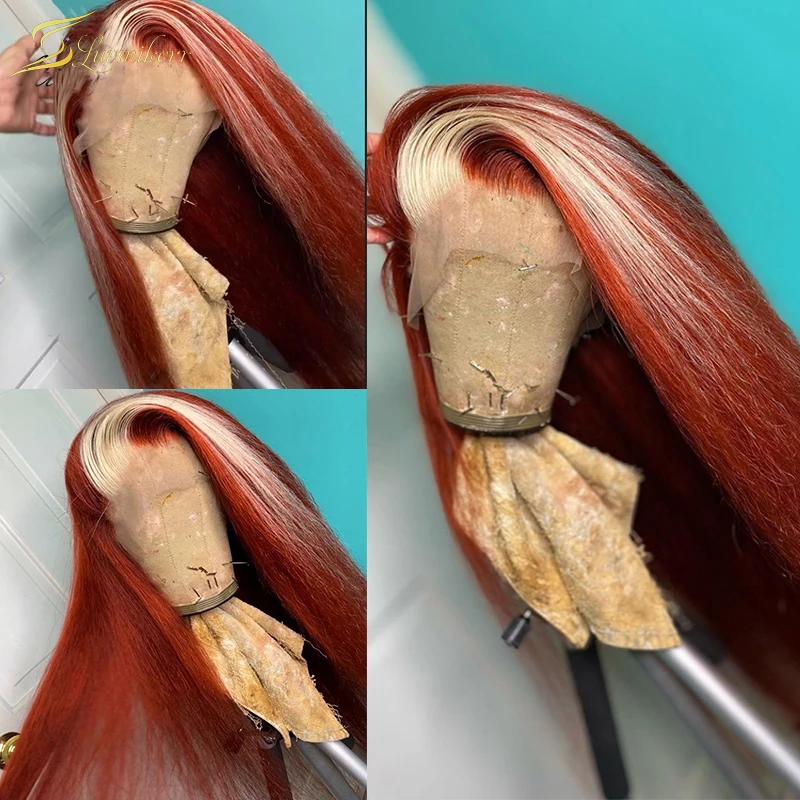 

Имбирный оранжевый блонд хайлайтер 613 на сетке фронтальный парик цвет яки курчавые прямые на сетке передние человеческие волосы парики пол...