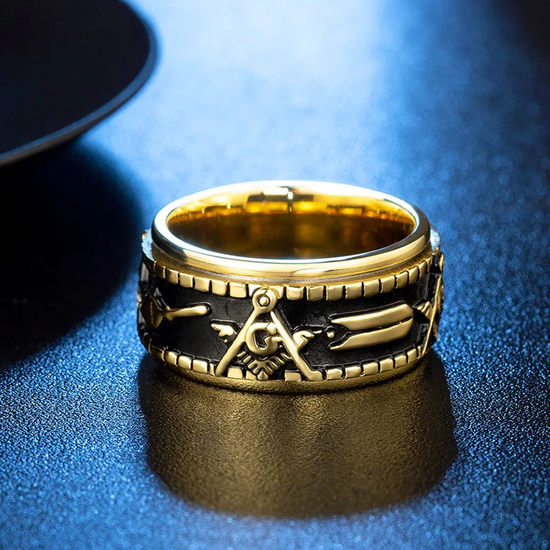 Valily мужское золото разноцветный Спиннер кольцо масоны из нержавеющей стали руны