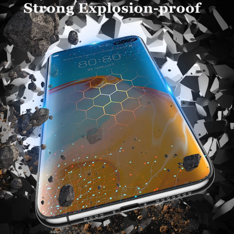 3D completa de la cubierta de Protector de pantalla para Huawei P40 Pro de vidrio para Huawei P40 profesional de cristal templado pel&iacute;cula de pantalla para huawei P30 Pro P40 Pro-1
