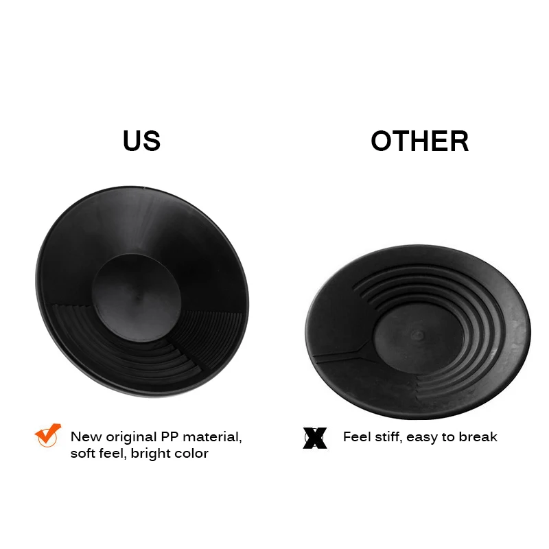 Черный пластиковый Золотой поддон для поиска самородков пескопромывки золота