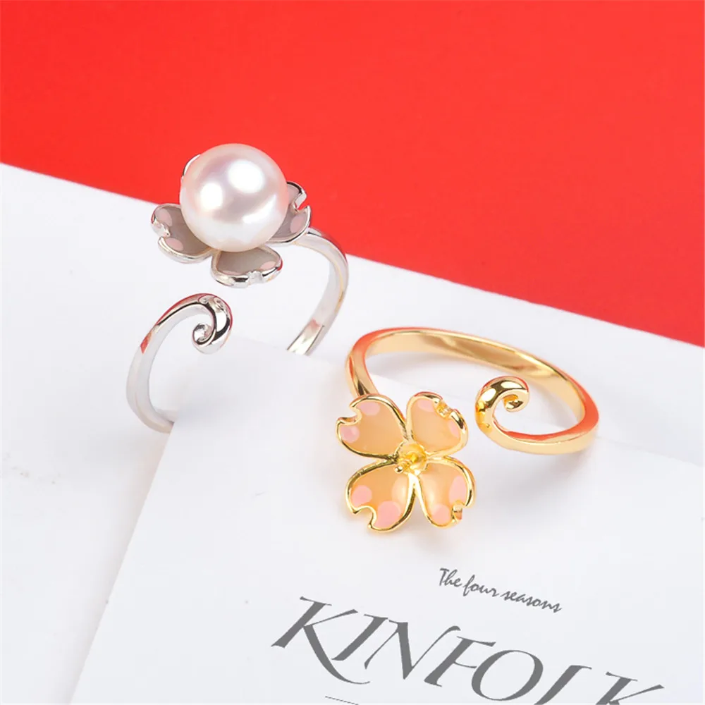 

Classic Rings Resizable Design Rings Base 925 Silver Pearl Rings Settings Women DIY Pearl Rings Accessory No Pearl
