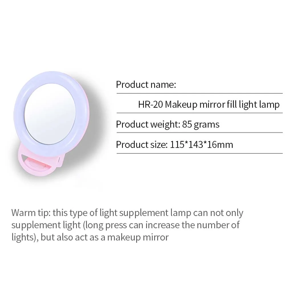 Светодиодная лампа для селфи компактная портативная светодиодная Кольцевая