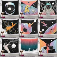 astronaut pattern tapestry wall hanging home decor bedroom curtain polyester decorative living room tapestry wall fabric tapiz