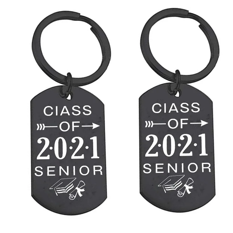 

New Class Of 2021 Graduation Season Gift Stainless Steel Tag Keychain Inspirational Graduation Jewelry DIY Customized Wholesale