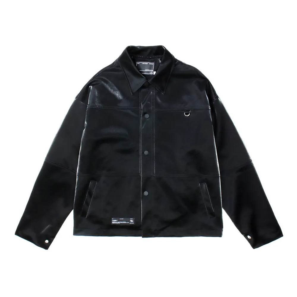 

Мужская кожаная куртка с отложным воротником, однотонная свободная мотоциклетная куртка из искусственной кожи, 2022