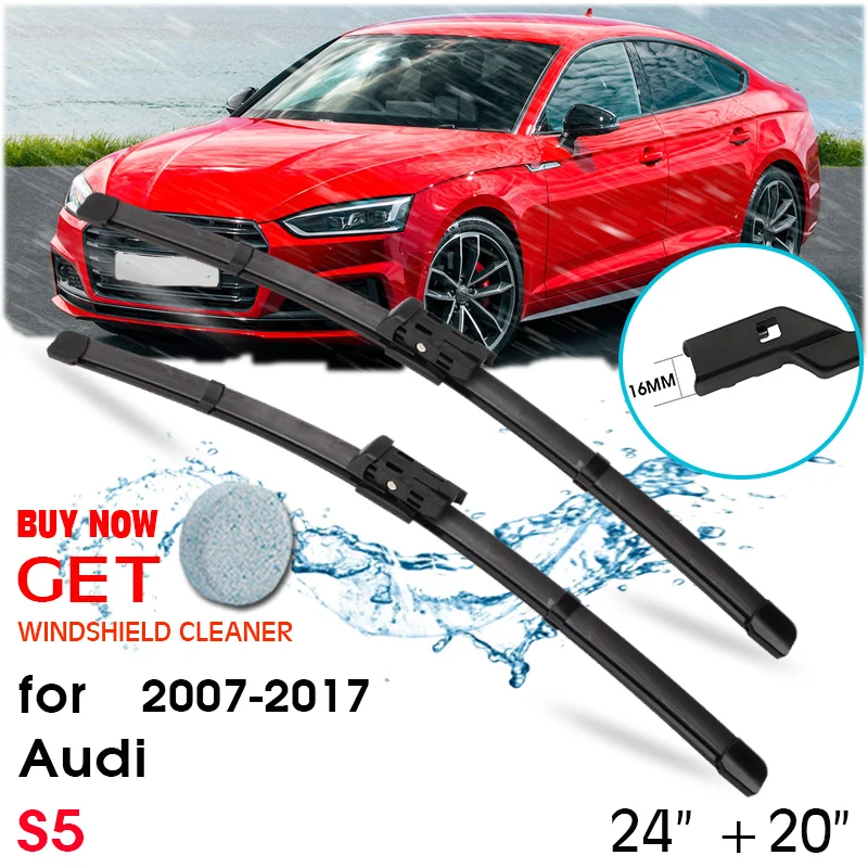 

Car Wiper Blade Front Window Windshield Rubber Silicon Refill Wiper For Audi S5 2007-2017 LHD / RHD 24"+20" Car Accessories