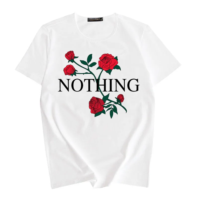 

T-shirt Ladies 2021 European And American Ins Net Red New Same Paragraph Rose Nothing Printing Round Neck Short Sleeve