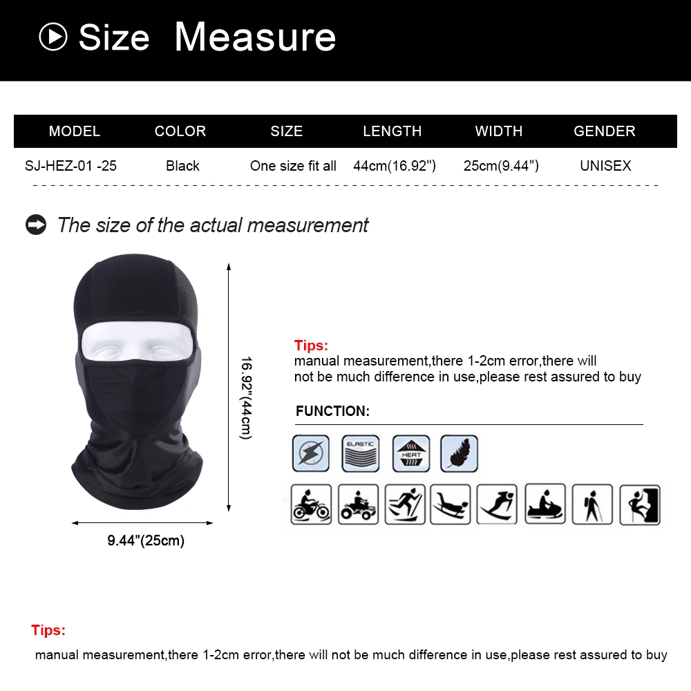 Черная мотоциклетная Балаклава летняя дышащая маска для мотокросса велоспорта