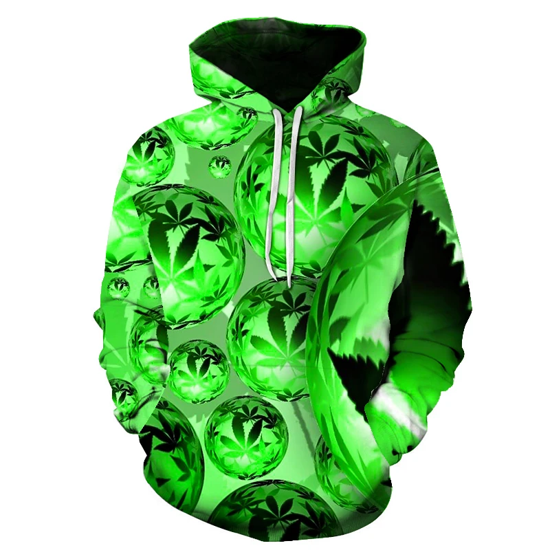 

Spring and Autumn 3D printing weed pullover Leaf Men's and Women's Hooded Sweatshirt Casual Long Sleeve Hoodie Unisex Jacket Str