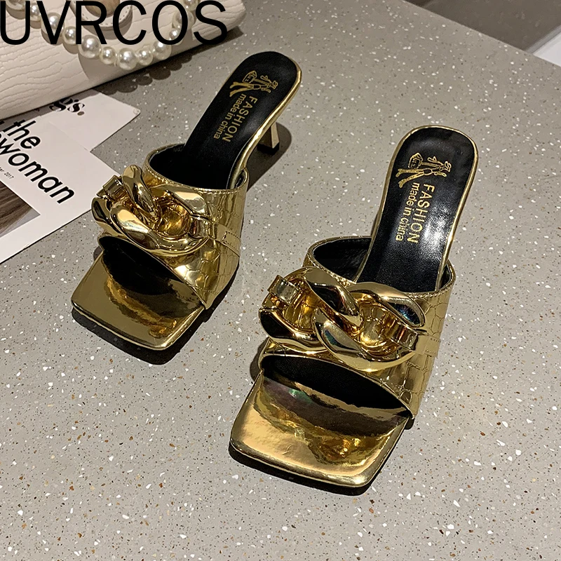 Мюли женские без застежки повседневные шлепанцы на тонком высоком каблуке с