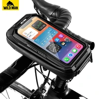 WILD MAN Rainproof Bicycle Front Top Tube Bag Touch Screen Cycling Phone Bag Bike Bag 6 7 Inch Phone Case Bicycle Accessories