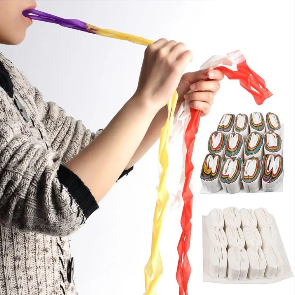 

12pcs/set Magic Tricks Multi-color White Mouth Coils Paper Streamers from Mouth Magic Prop Magician Supplies Toys
