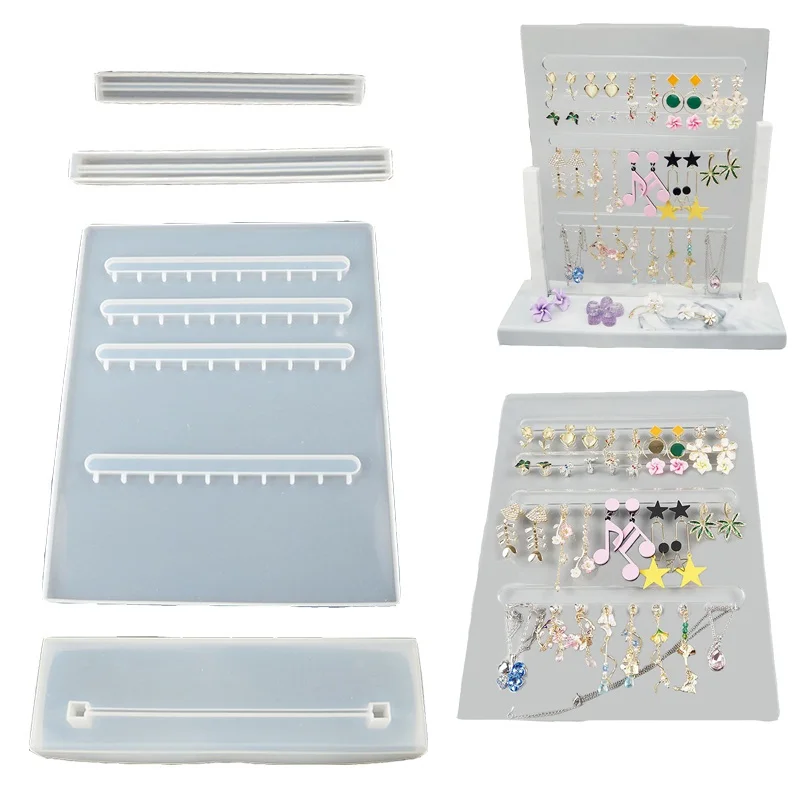 

Multi-layer Ear Drop Storage Bracket Resin Mold Earrings Tray Epoxy Moulds Silicone Molds