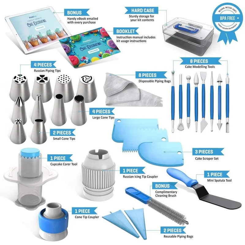 

CTHome Cake Turntable Set Multifunction Decorating Kit Pastry Tube Fondant Bakery Tools Party Kitchen Dessert Baking Accessories