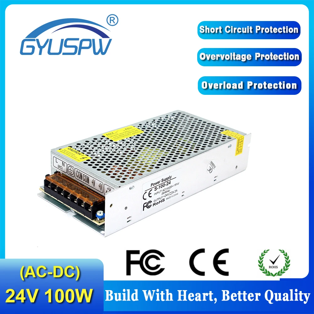 DC24V 100 Вт 4.2A импульсный источник питания трансформатор AC110V 220V к DC 24V адаптер
