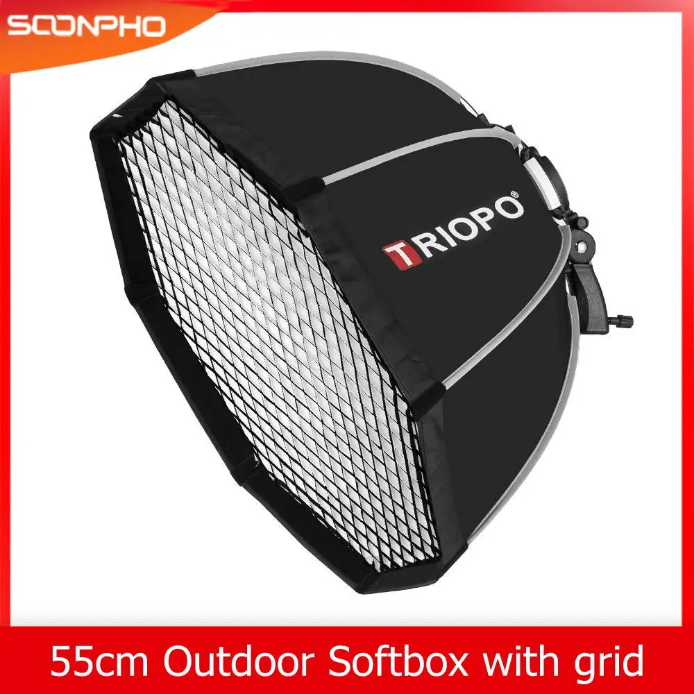 

Triopo KS55 55 см Speedlite переносной восьмиугольный Зонт софтбокс с ячеистой сеткой наружная вспышка Мягкая коробка для Godox