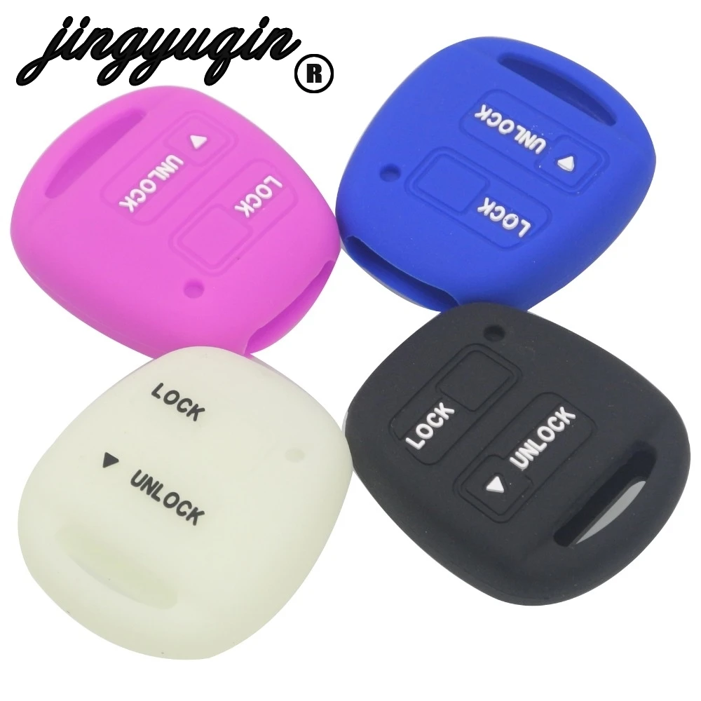 

Чехол jingyuqin для TOYOTA CAMRY RAV4 PRADO COROLLA AVENSIS LAND CRUISER Yaris, 2 кнопки, силиконовый чехол для автомобильного ключа, Стайлинг автомобиля
