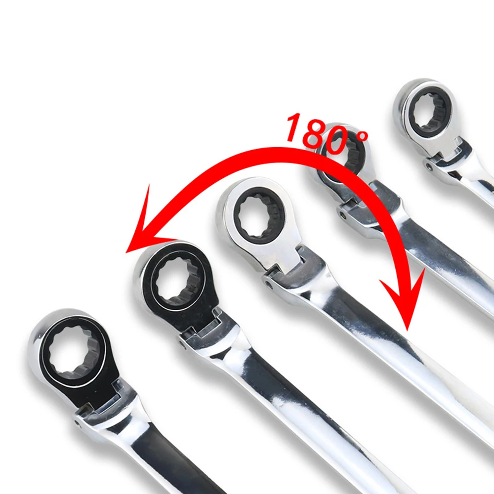 Набор метрических гаечных ключей с трещоткой и зубчатым кольцом торцевых