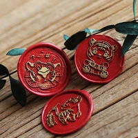 year of the tiger christmas fire paint seal head frosted retro diy wax seal hand account gift invitation decorative wax stamp