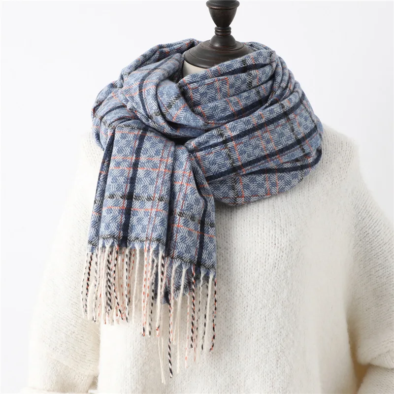 

2020 Winter Scarf Women Wram Cashmere Pashmina Luxury Plaid Tassel Scarves Female Thick Wram Bufanda Shawls and Wraps