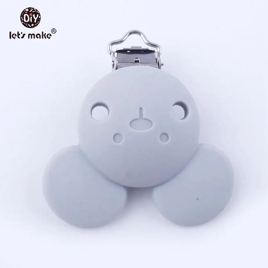 gray bear Let's make/1 шт. силиконовый Прорезыватель для зубов, зажимы для соски, жемчужные силиконовые бусины, круглая звезда, зажимы для пустышки, уход за зубами, Детские аксессуары - Цвет: gray bear