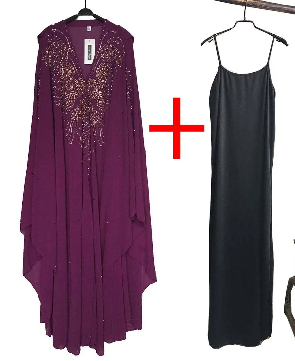 purple Two pieces-2 Супер размер, стиль, африканская Женская Дашики, модная, с бусинами, удлиненная накидка с капюшоном, длинное платье 837 - Цвет: purple Two pieces-2