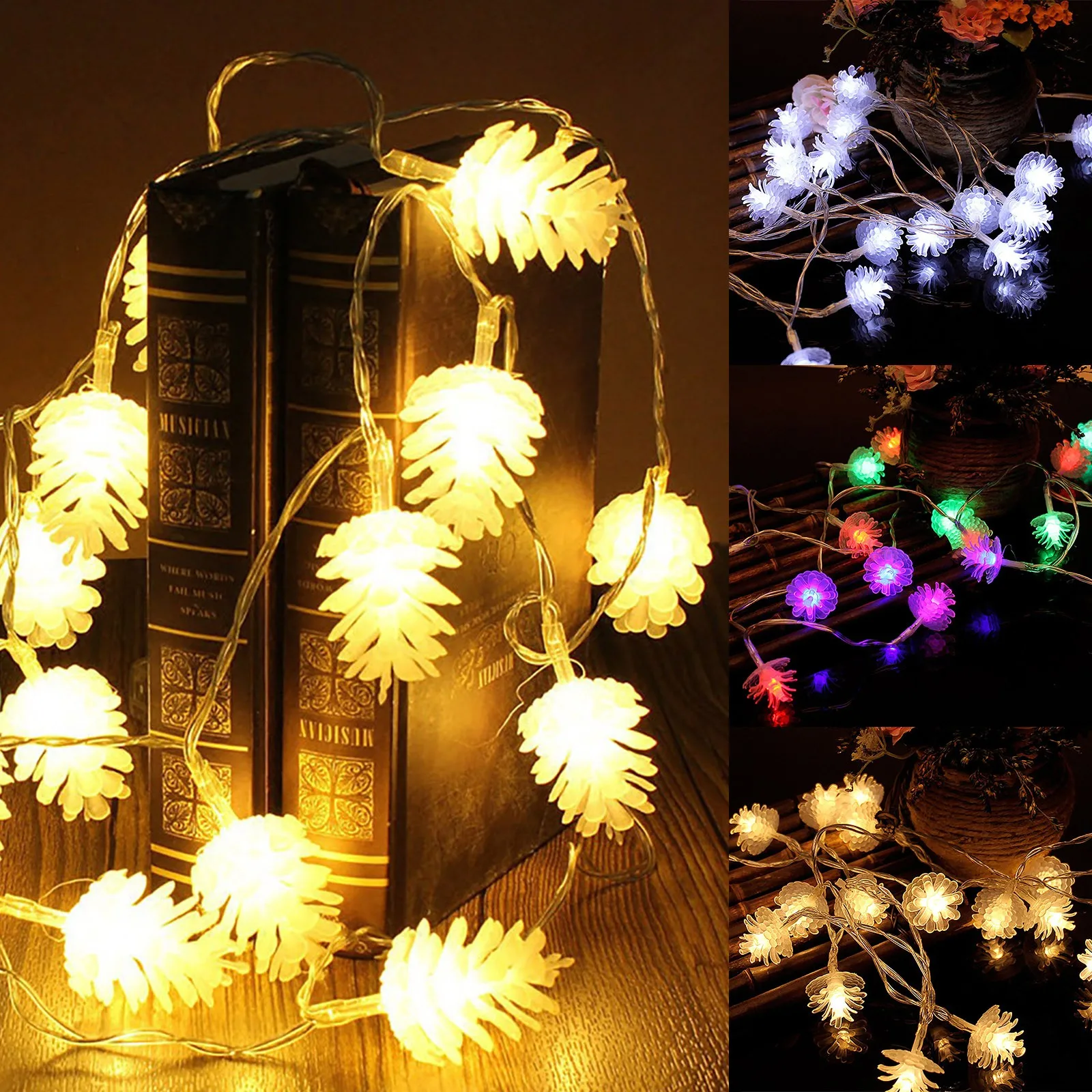 

Рождественская сказочная светодиодная гирлянда в виде сосновых конусов, праздничная светодиодная сказочная лампа, праздничная вечерние р...