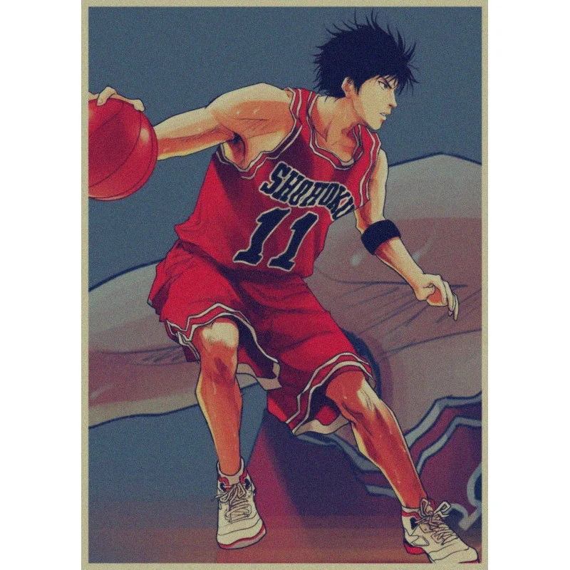 

Japanese Cartoon Anime Poster Slam Dunk Basketball Poster Kraft Paper Wall Sticker Bar Cafe Retro Poster Decorative Painting