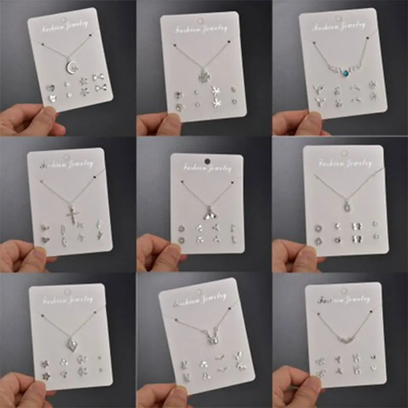 Изысканное ожерелье серебряного цвета набор сережек-гвоздиков модный мини