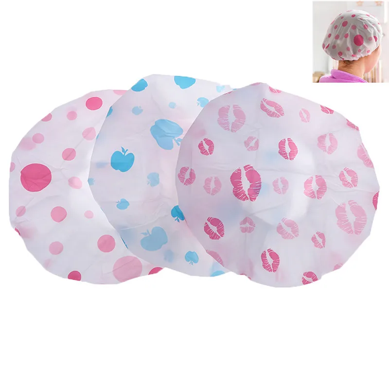 

1 Pcs Waterproof Shower Cap Thicken Saunas Bath Hat Kids Hair Bathing Cap For Women Kids Hair Protective Cap Random Color