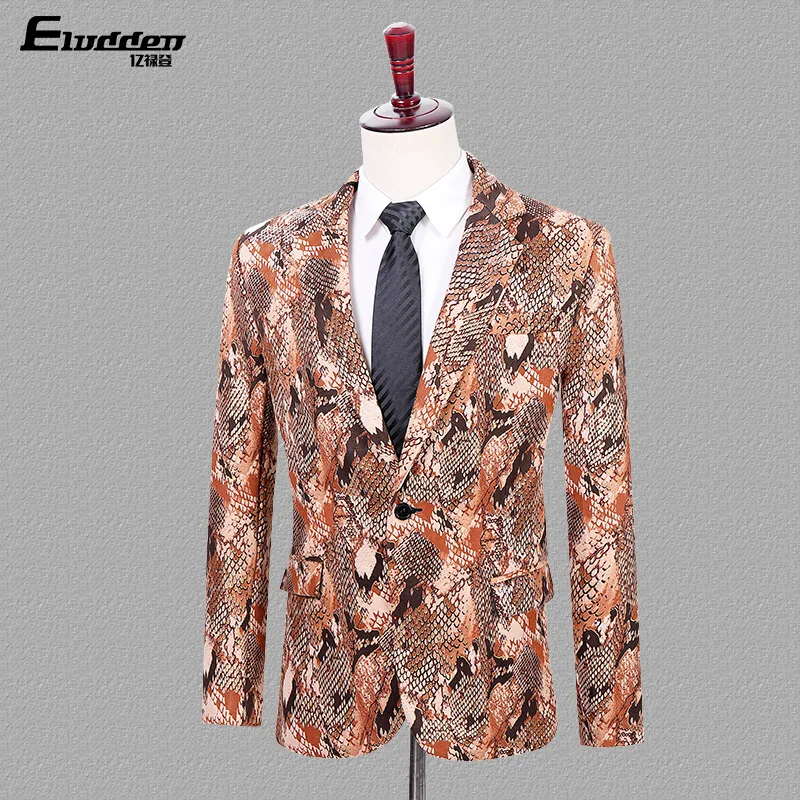 2021 мужские бронзового цвета костюм для досуга с питоновым принтом Новая мода