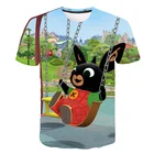 Летние 3D для детей с героями мультфильмов Bing забавный кролик детская футболка s одежда с коротким рукавом для мальчиков. и для девочек, милая Повседневная футболка; Одежда для малышей; От 4 до 14 лет
