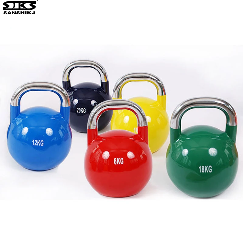 

6 кг все стальные соревнования красочные конкурентоспособные гири 16 кг стальные краски подъема гантели прочность чайник для тренировки кол...