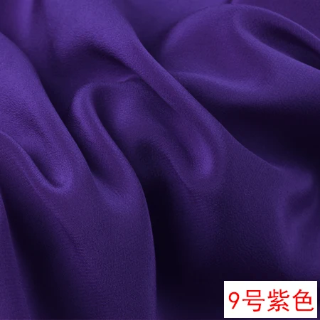 purple 50 см/лот сплошной цвет натуральный шелк тканевый креп De Chine натуральный шелк обе ширина 140 см 24 цвета s - Color: purple